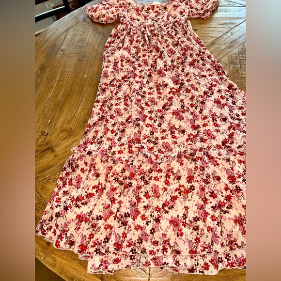 🌸 Böhme Floral Smocked Tiered Maxi Dress - Puff Sleeve - S - Picture 13 of 16